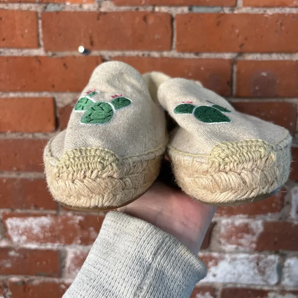 Soludos Cactus Smoking Slipper in Sand Sz 9.5 Espadrille Flats Summer Platform